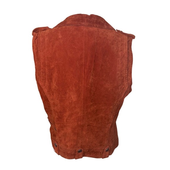 BLANKNYC Women's Suede Moto Biker Vest Rust Orange Size L - Picture 3 of 5